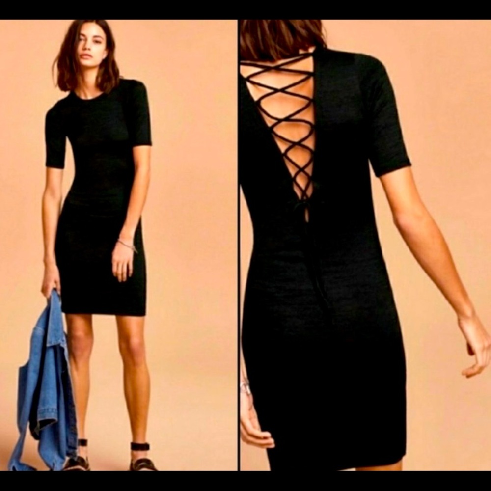 Aritzia Wilfred Free Black Lace Up Back Dress XS